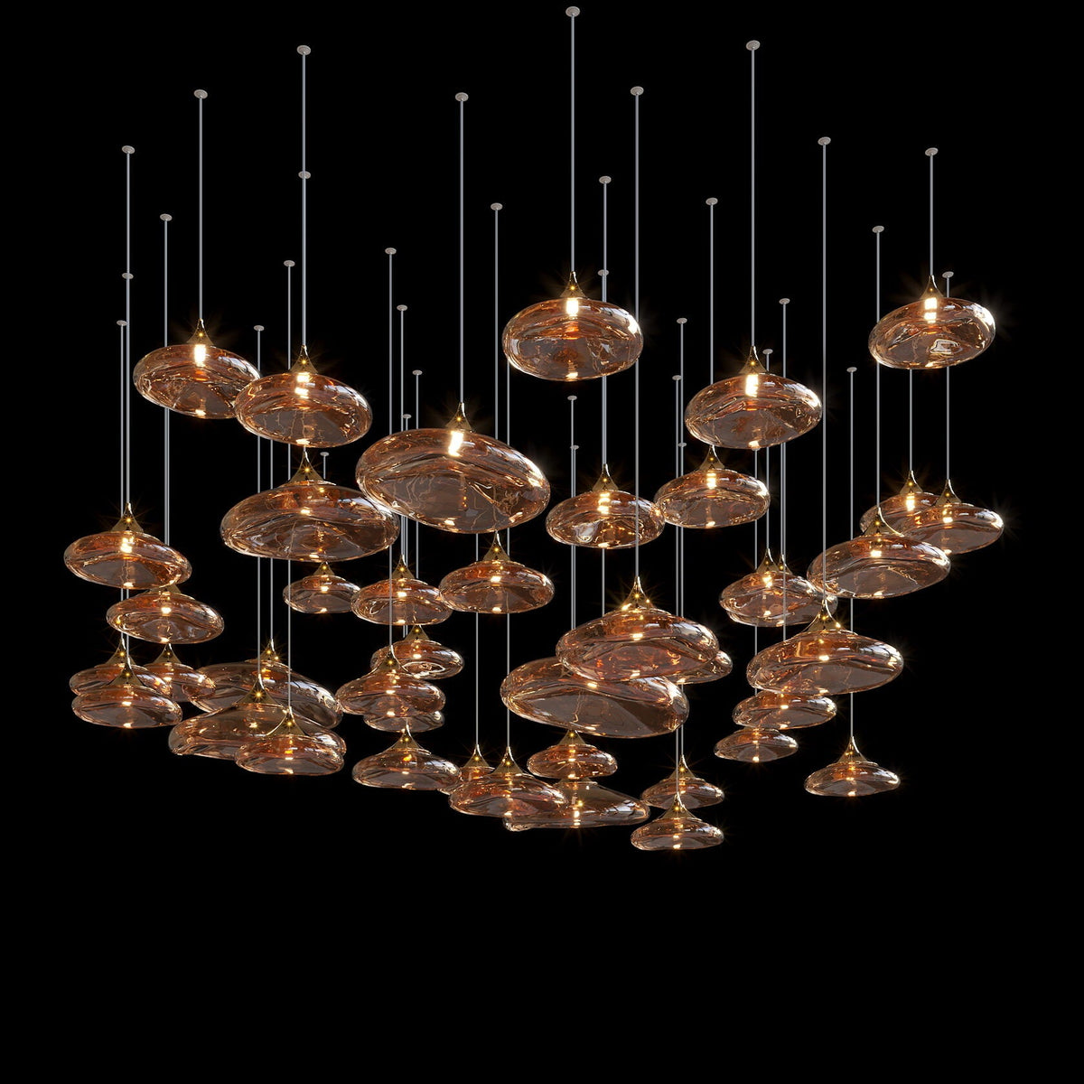 Smoke Saucer Drift Chandelier chandelier in a tall interior