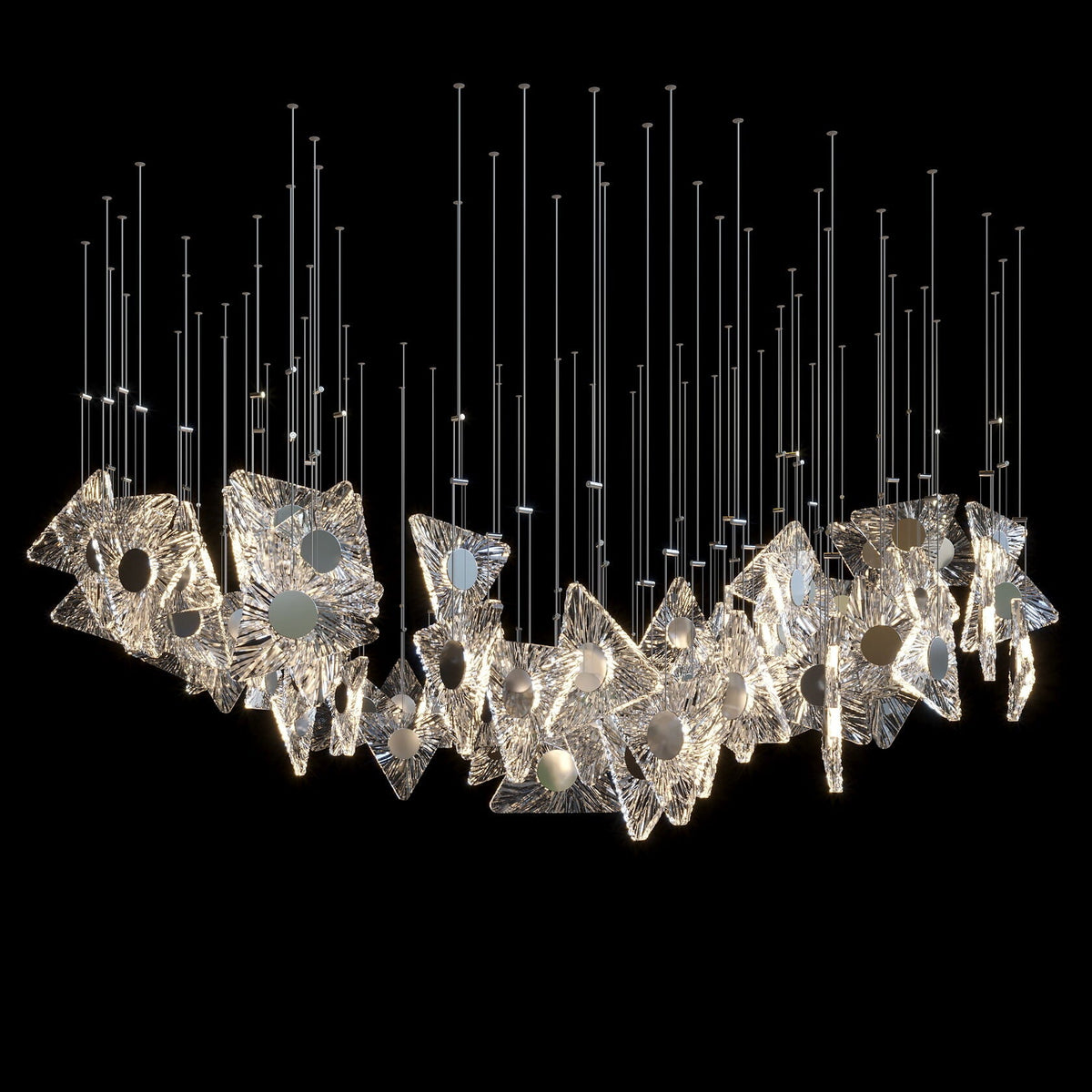 Crystal Bow Cluster Chandelier chandelier in a tall interior