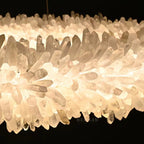 Premium 24-47 Inch Round Clear Geode Quartz Crystal Ring Pendant Light Modern Chandelier for Living Room product image