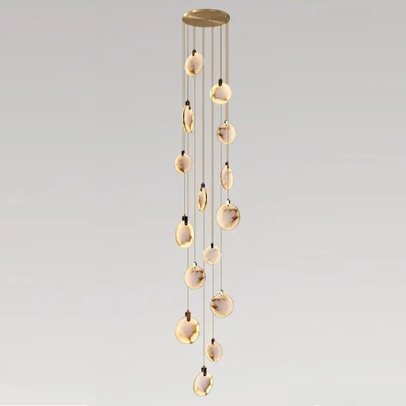 Moonshade Alabaster Disc Stairwell Lighting Chandelier