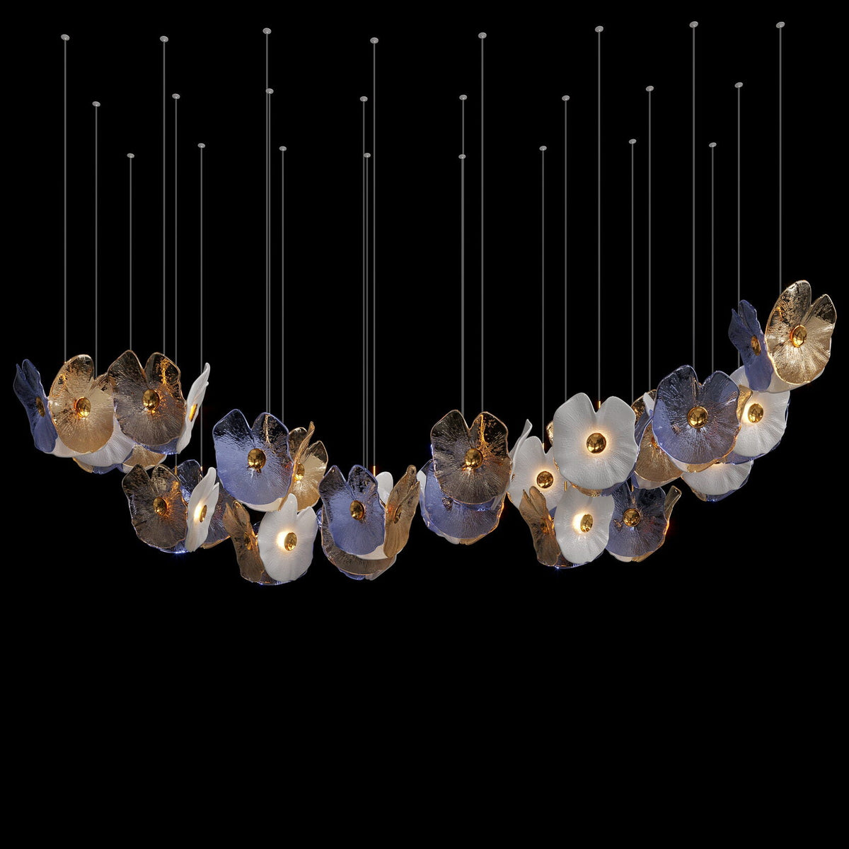 Frosted Blossom Cluster Chandelier chandelier in a tall interior