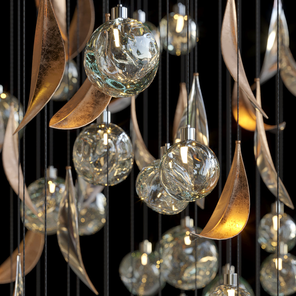 Crystal Prism Rain Chandelier chandelier in a tall interior