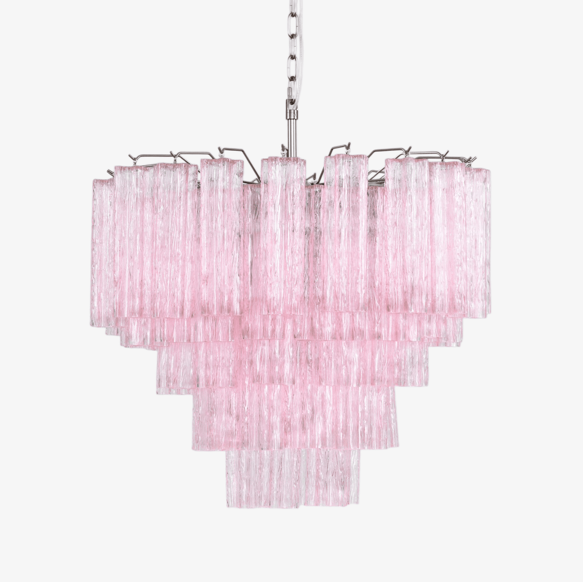 Luxury Murano-Style Rosa Tube Chandelier chandelier in a tall interior