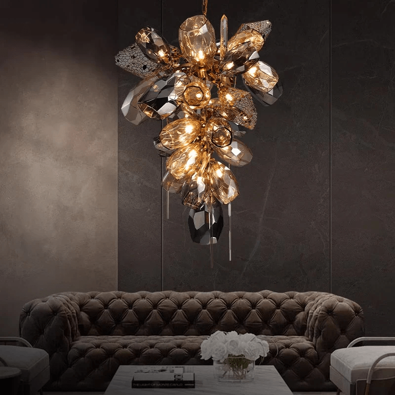 Premium Modern Art Glass Crystal Chandelier chandelier in a tall interior