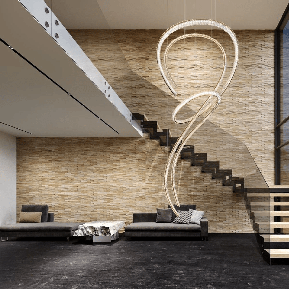 Inspiral Custom Chandelier chandelier in a tall interior