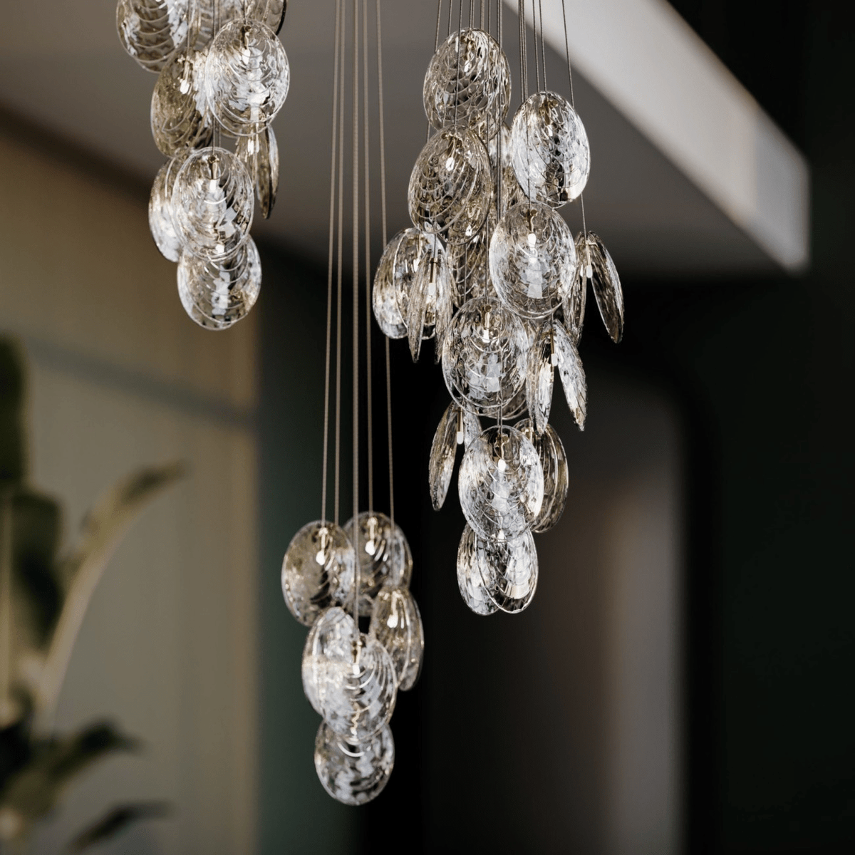 Mussels Cluster Chandelier chandelier in a tall interior