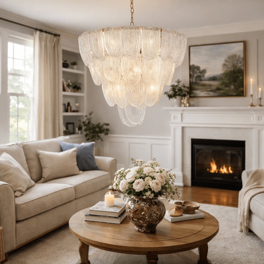 Layered Murano Glass Petal Chandelier by Bling Lighting Studio