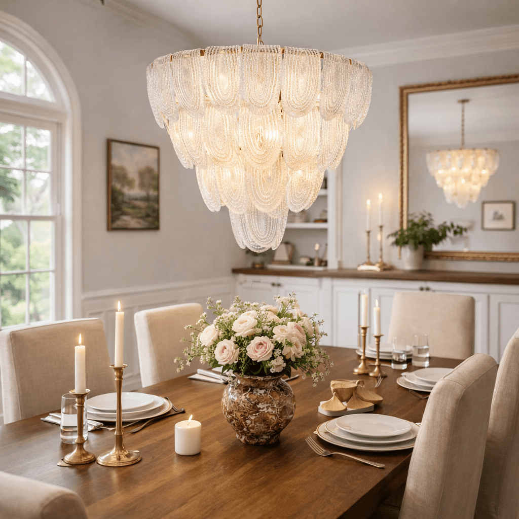 Layered Murano Glass Petal Chandelier by Bling Lighting Studio