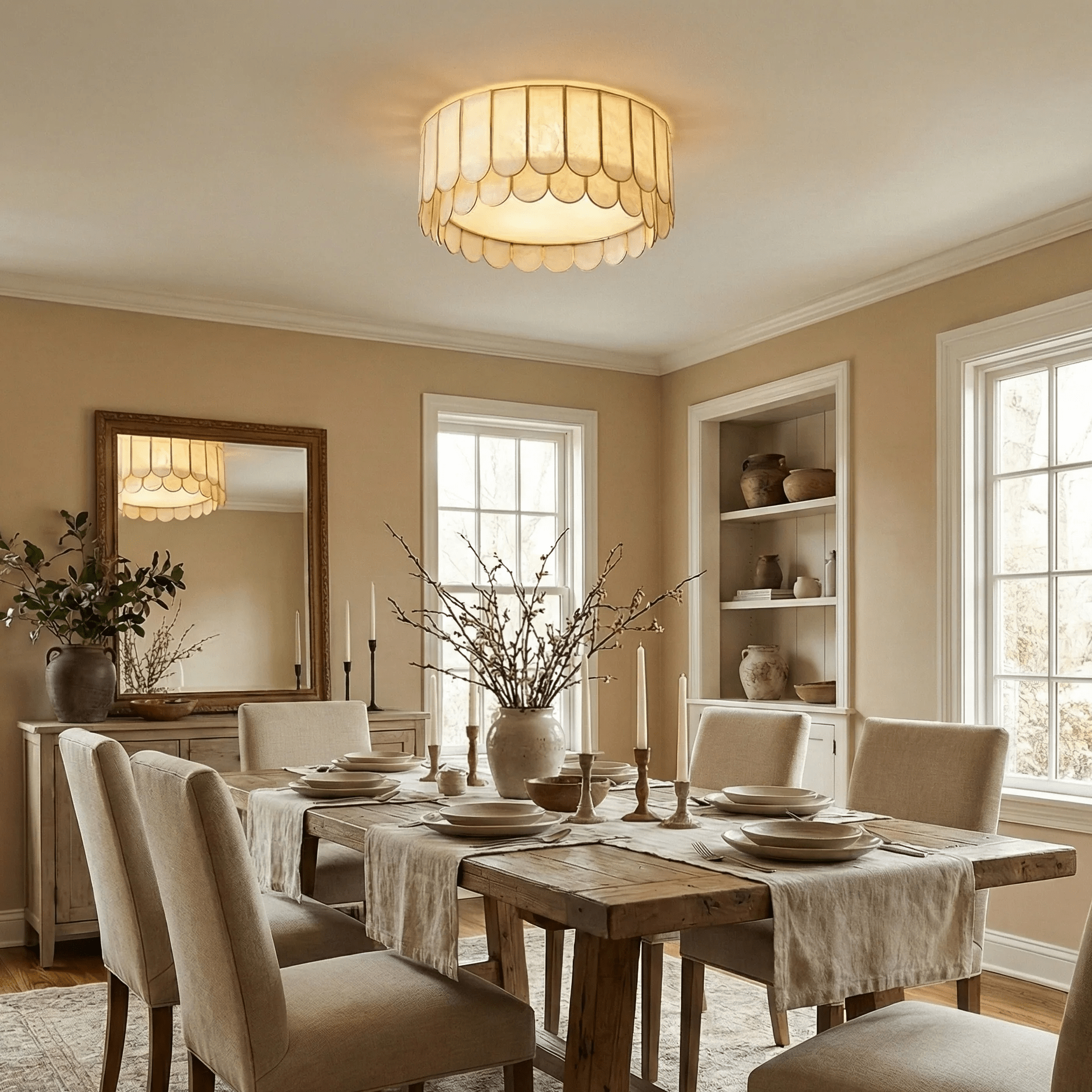 Aurelia Capiz Shell Ceiling Lamp by Bling Lighting Studio