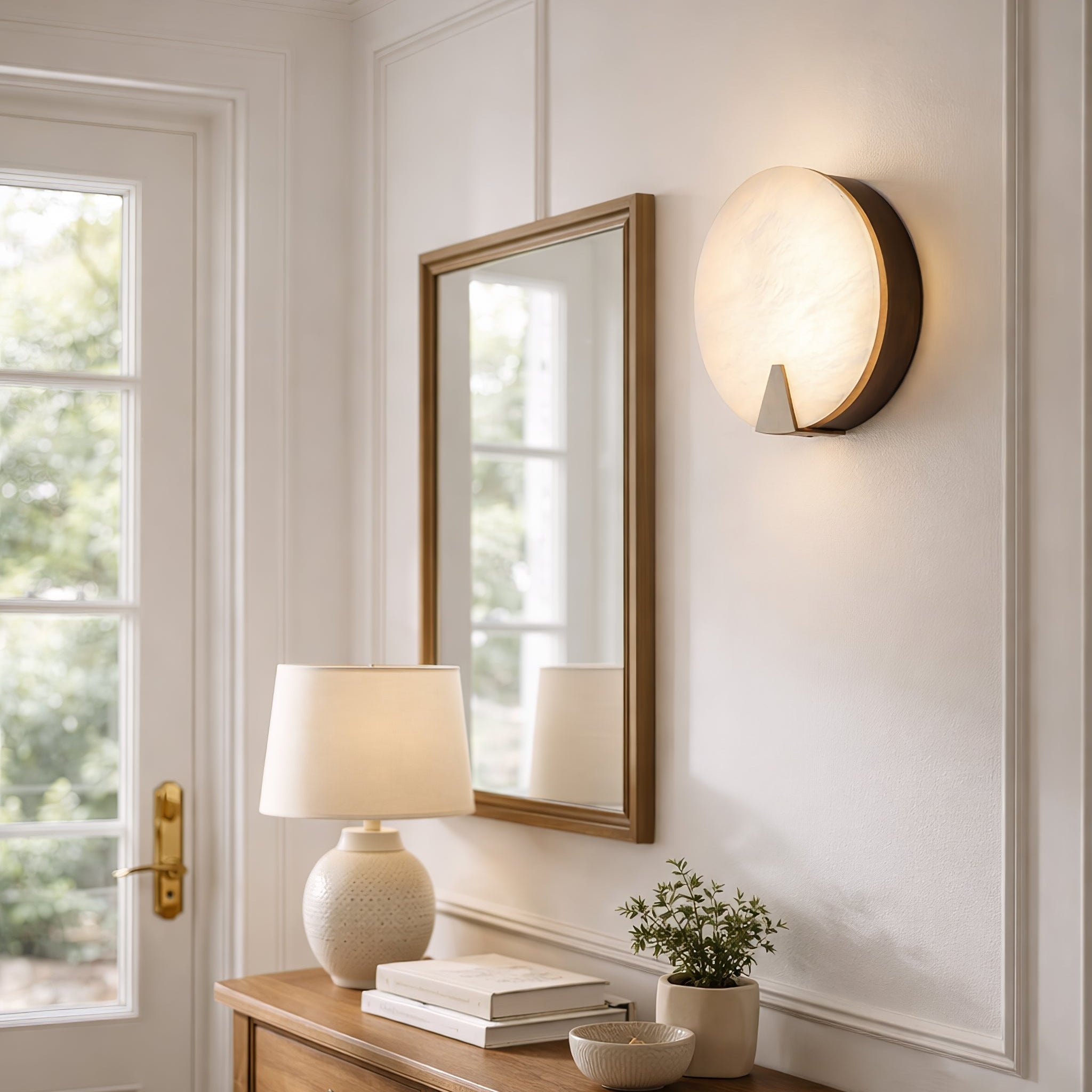 Solaris Halo Alabaster Wall Light by Bling Lighting Studio