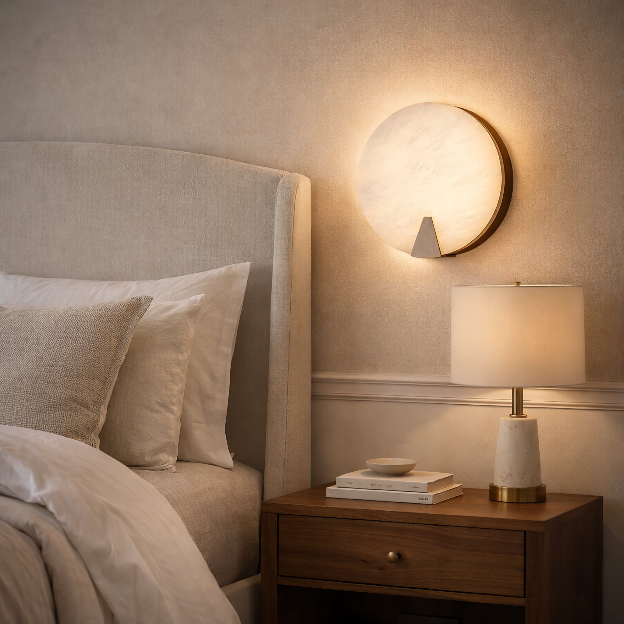 Solaris Halo Alabaster Wall Light by Bling Lighting Studio