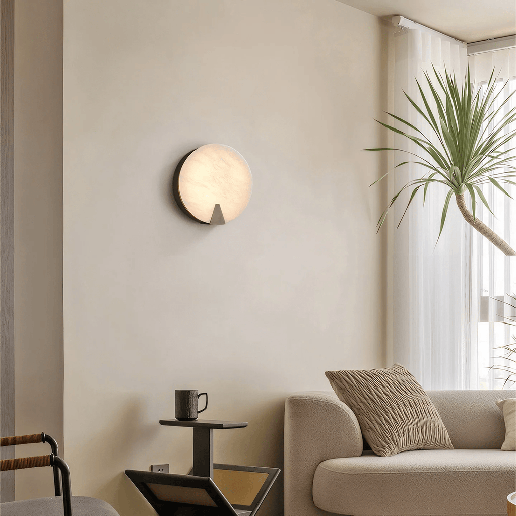 Solaris Halo Alabaster Wall Light by Bling Lighting Studio