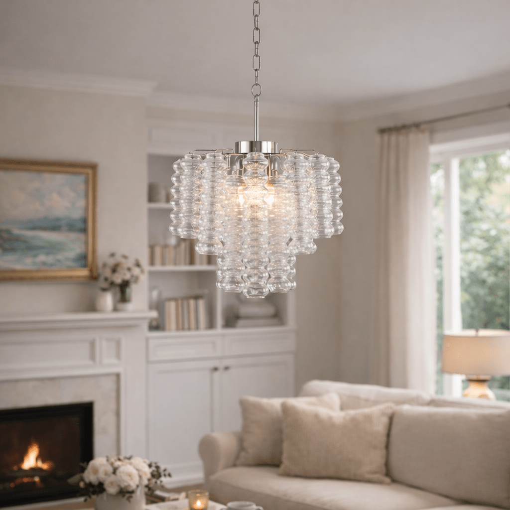 Ripple Murano Glass Column Chandelier by Bling Lighting Studio
