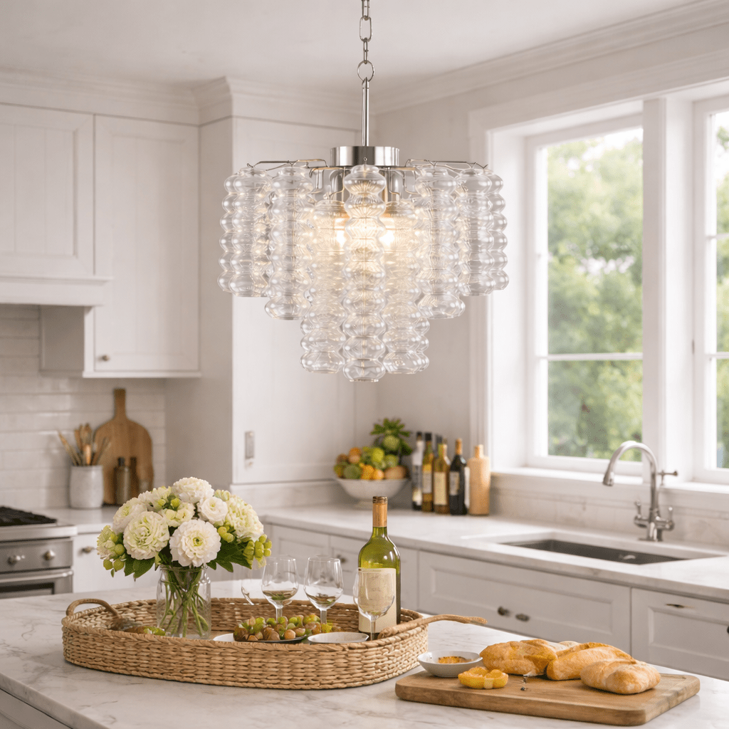 Ripple Murano Glass Column Chandelier by Bling Lighting Studio