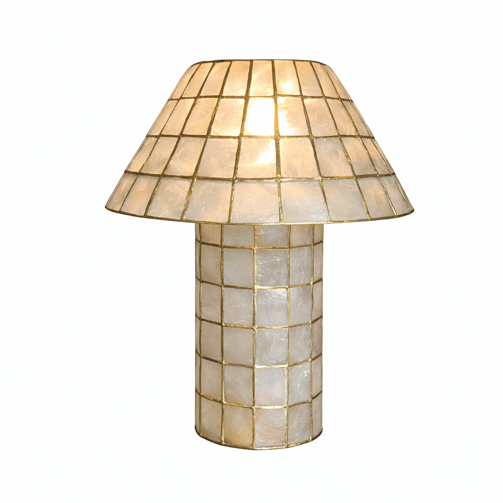 Pearl Shell Mosaic Table Lamp by Bling Lighting Studio