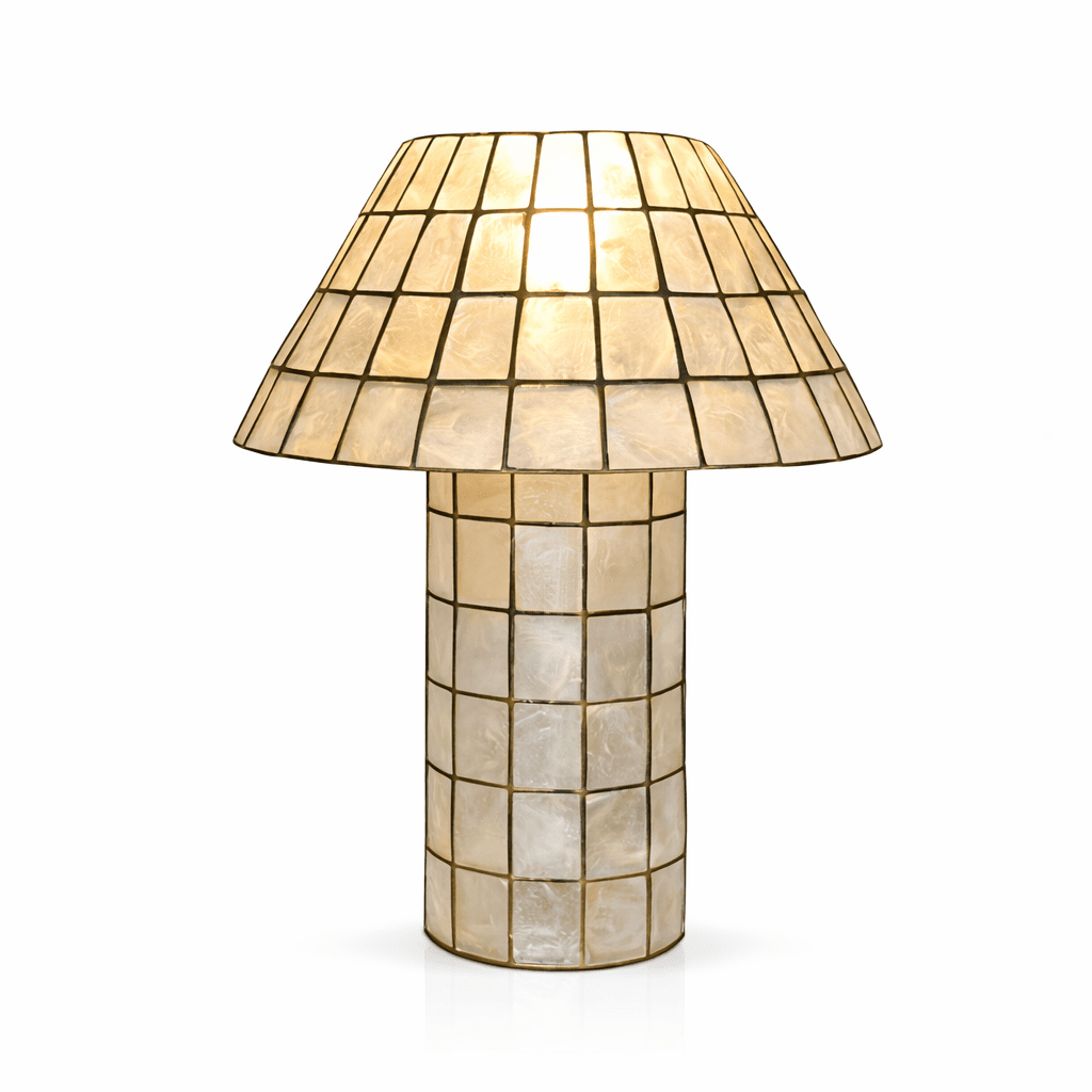 Pearl Shell Mosaic Table Lamp by Bling Lighting Studio