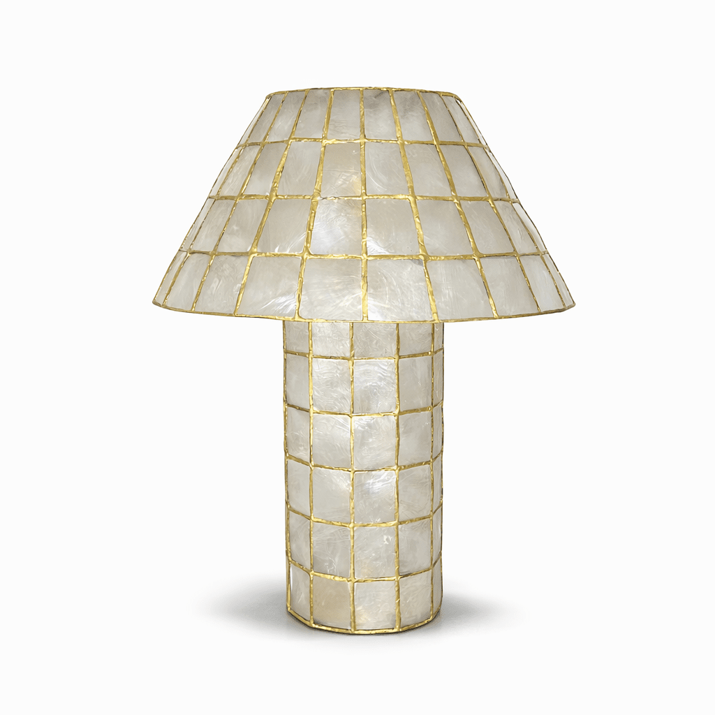 Pearl Shell Mosaic Table Lamp by Bling Lighting Studio