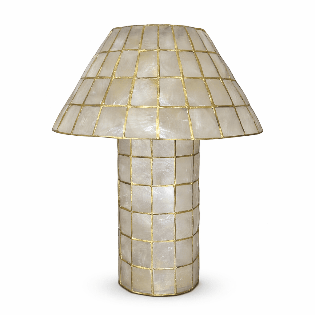 Pearl Shell Mosaic Table Lamp by Bling Lighting Studio