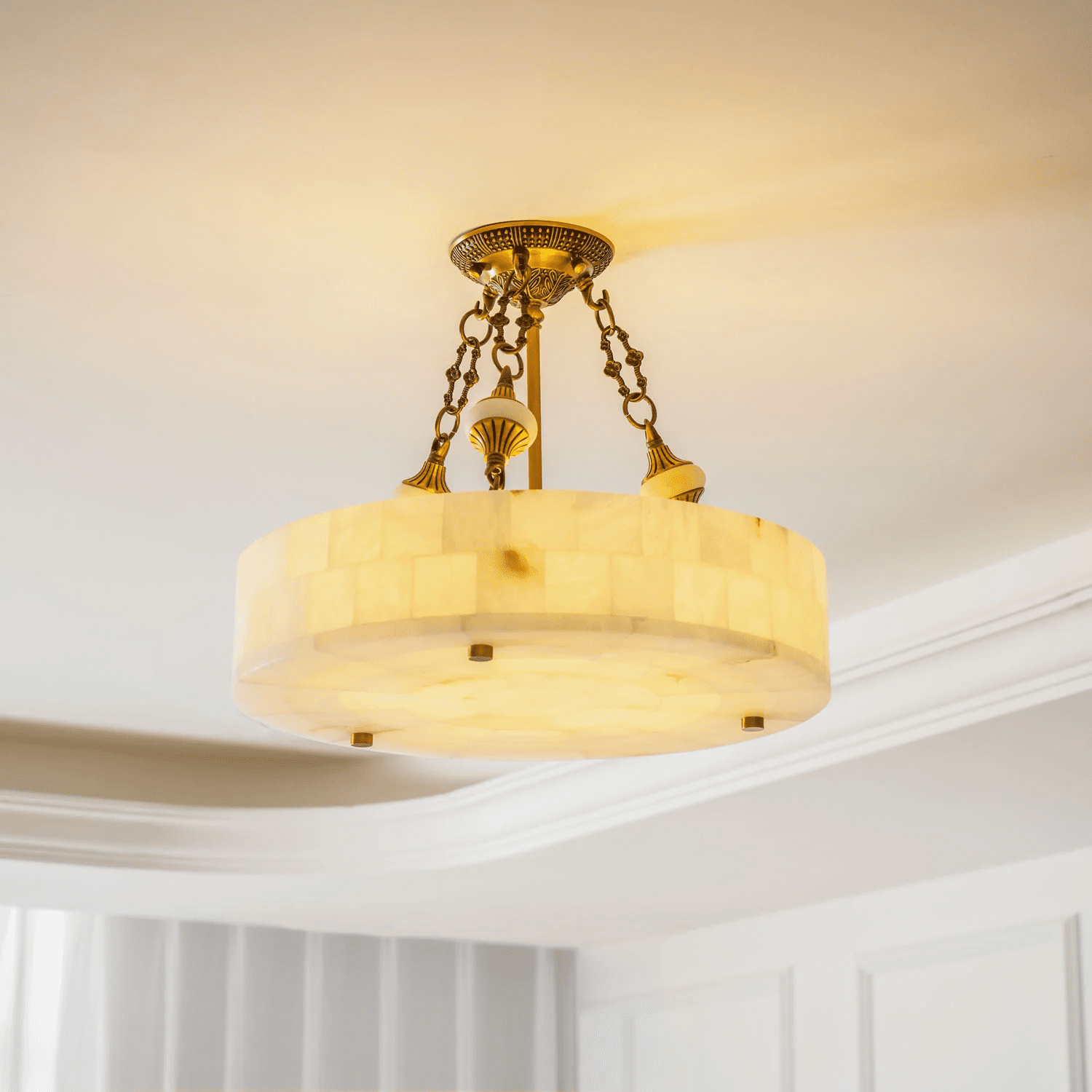 Lumisora Alabaster Ceiling Lamp by Bling Lighting Studio