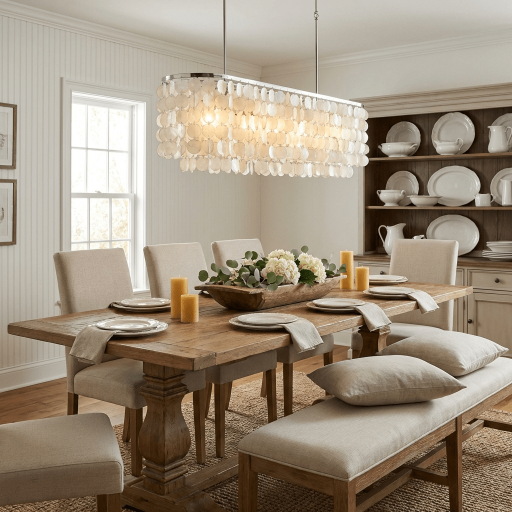 Liora Shell Linear Chandelier by Bling Lighting Studio