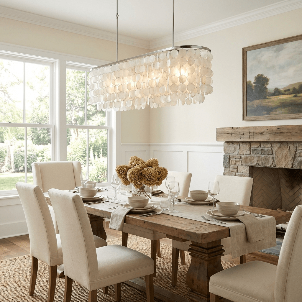 Liora Shell Linear Chandelier by Bling Lighting Studio