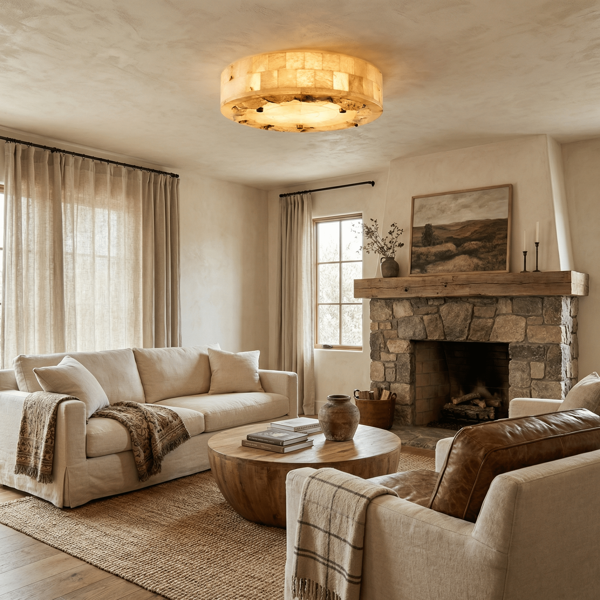 Luriel Alabaster Ceiling Light by Bling Lighting Studio