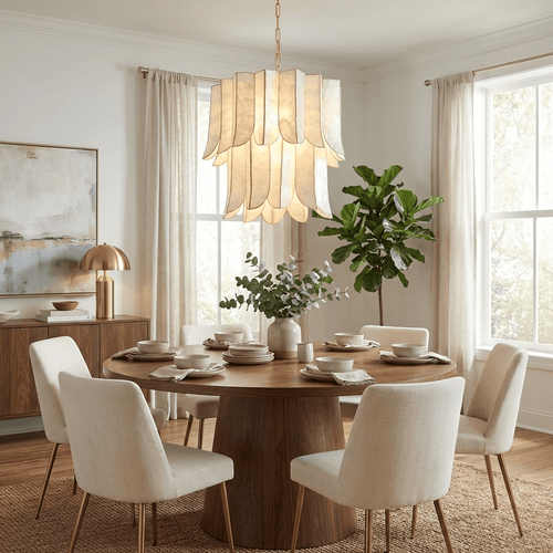 Cascara Shell Chandelier by Bling Lighting Studio