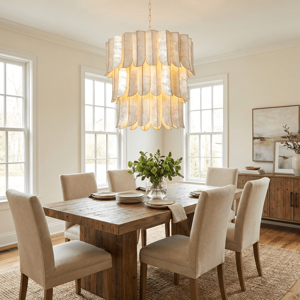 Cascara Shell Chandelier by Bling Lighting Studio