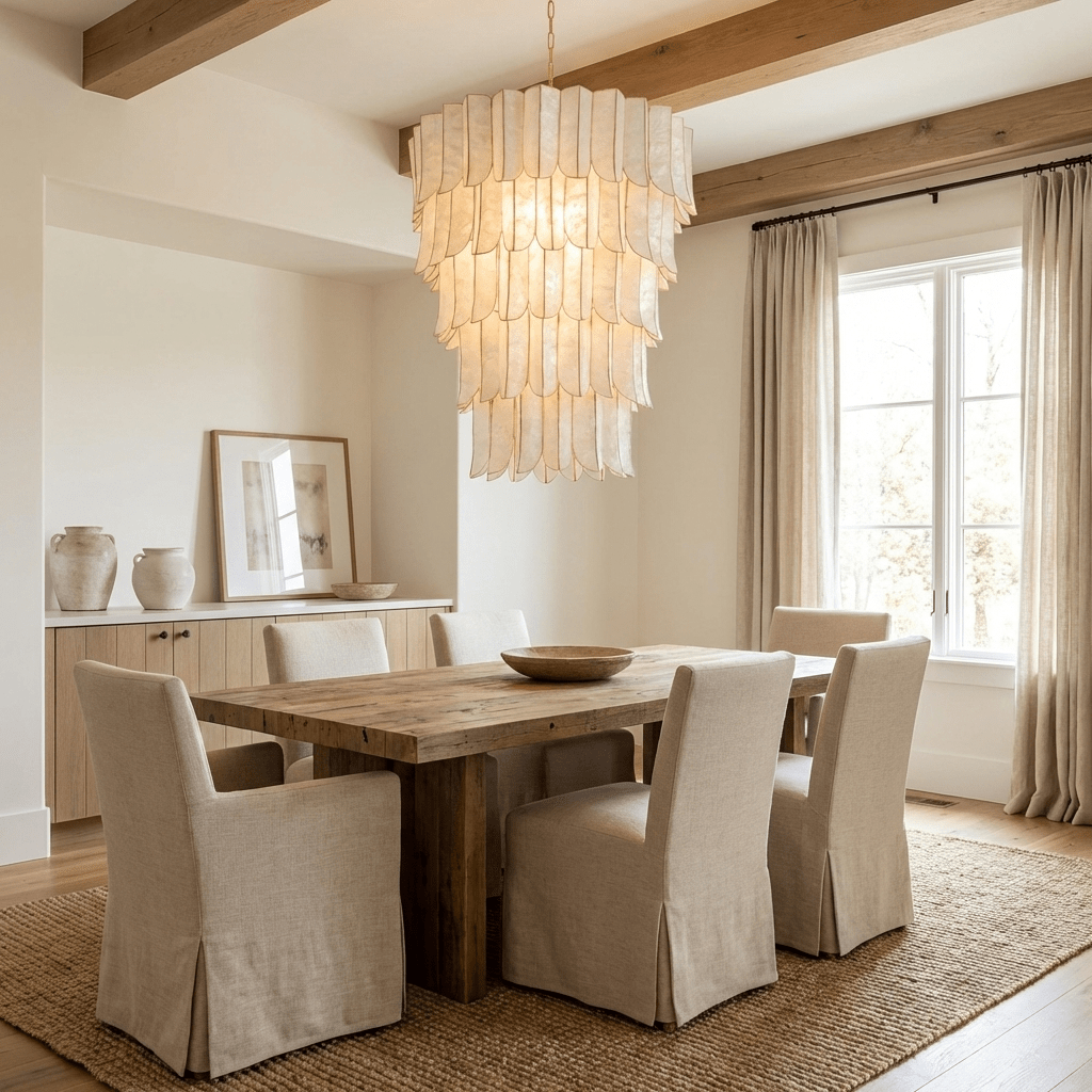 Cascara Shell Chandelier by Bling Lighting Studio