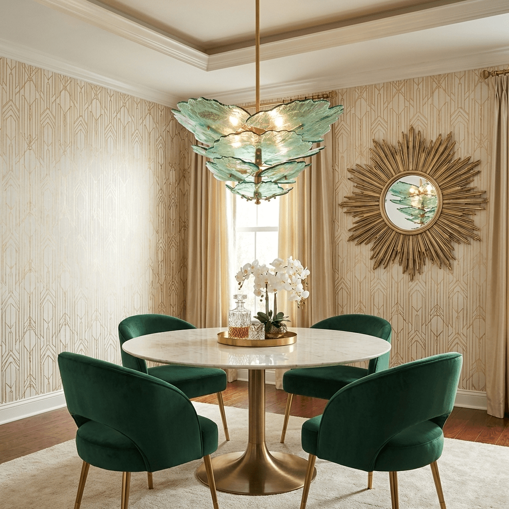 Verdant Petal Murano Glass Chandelier by Bling Lighting Studio