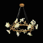 Modes Brass Ring Stone Flower Chandelier by Bling Lighting Studio