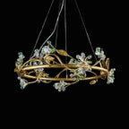 Modes Brass Ring Stone Flower Chandelier by Bling Lighting Studio