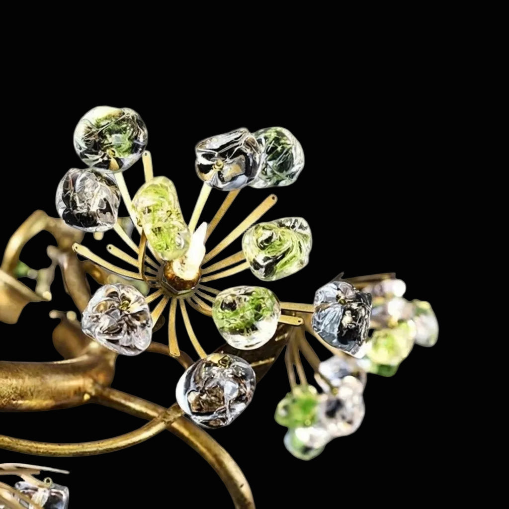 Modes Brass Ring Stone Flower Chandelier by Bling Lighting Studio