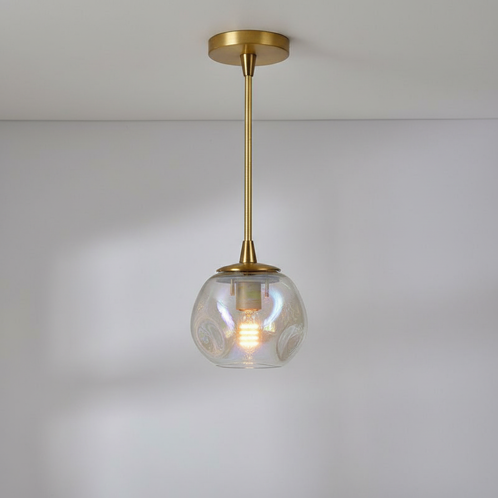 Organic Glass Bubble Brass Branch Chandelier with Leaves by Bling Lighting Studio