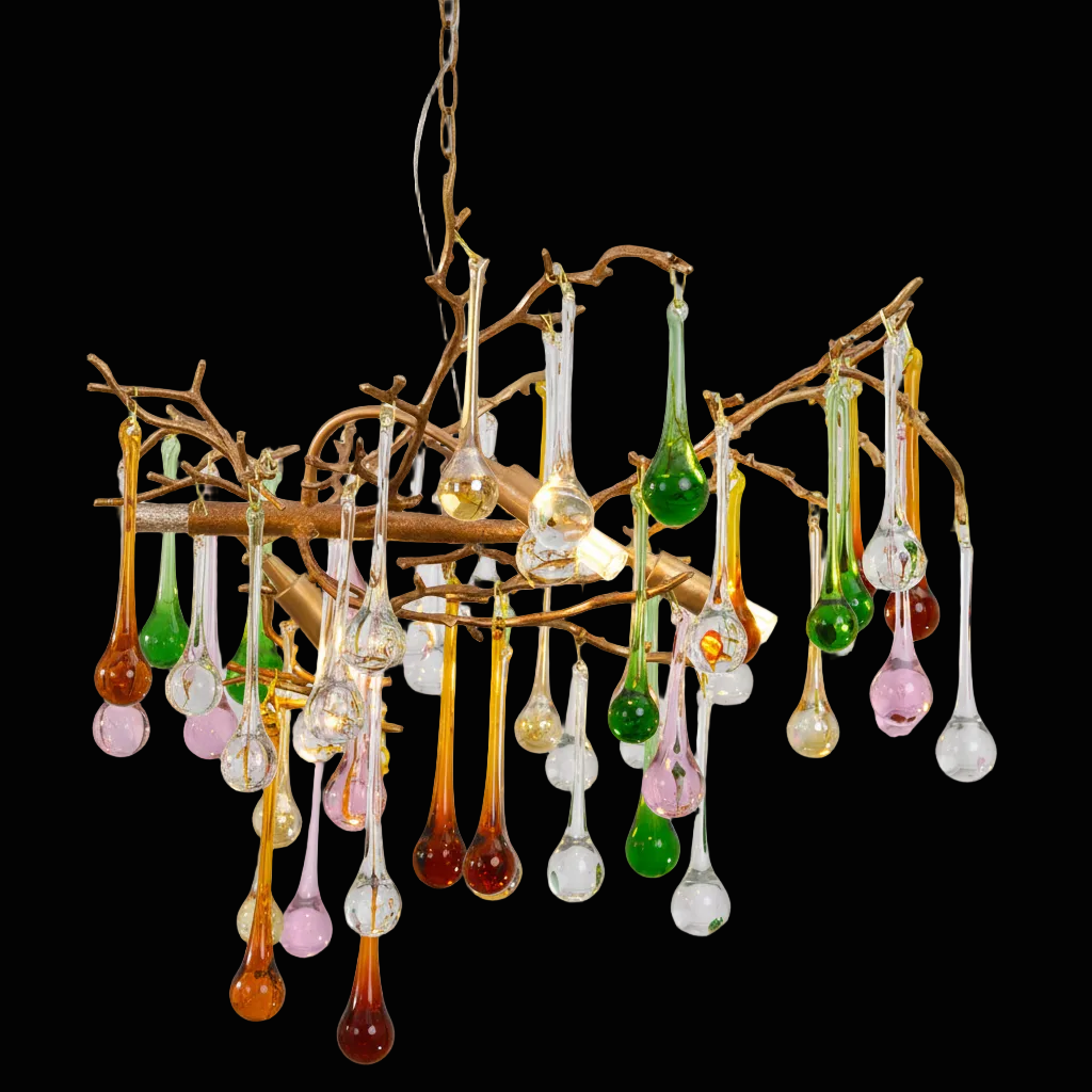 Avis Colorful Crystal Rain Branch Chandelier by Bling Lighting Studio