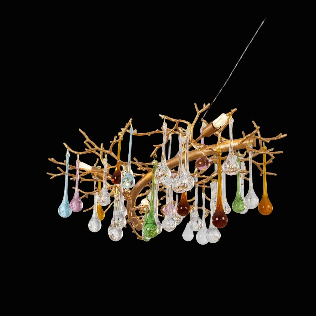 Avis Colorful Crystal Rain Branch Chandelier by Bling Lighting Studio