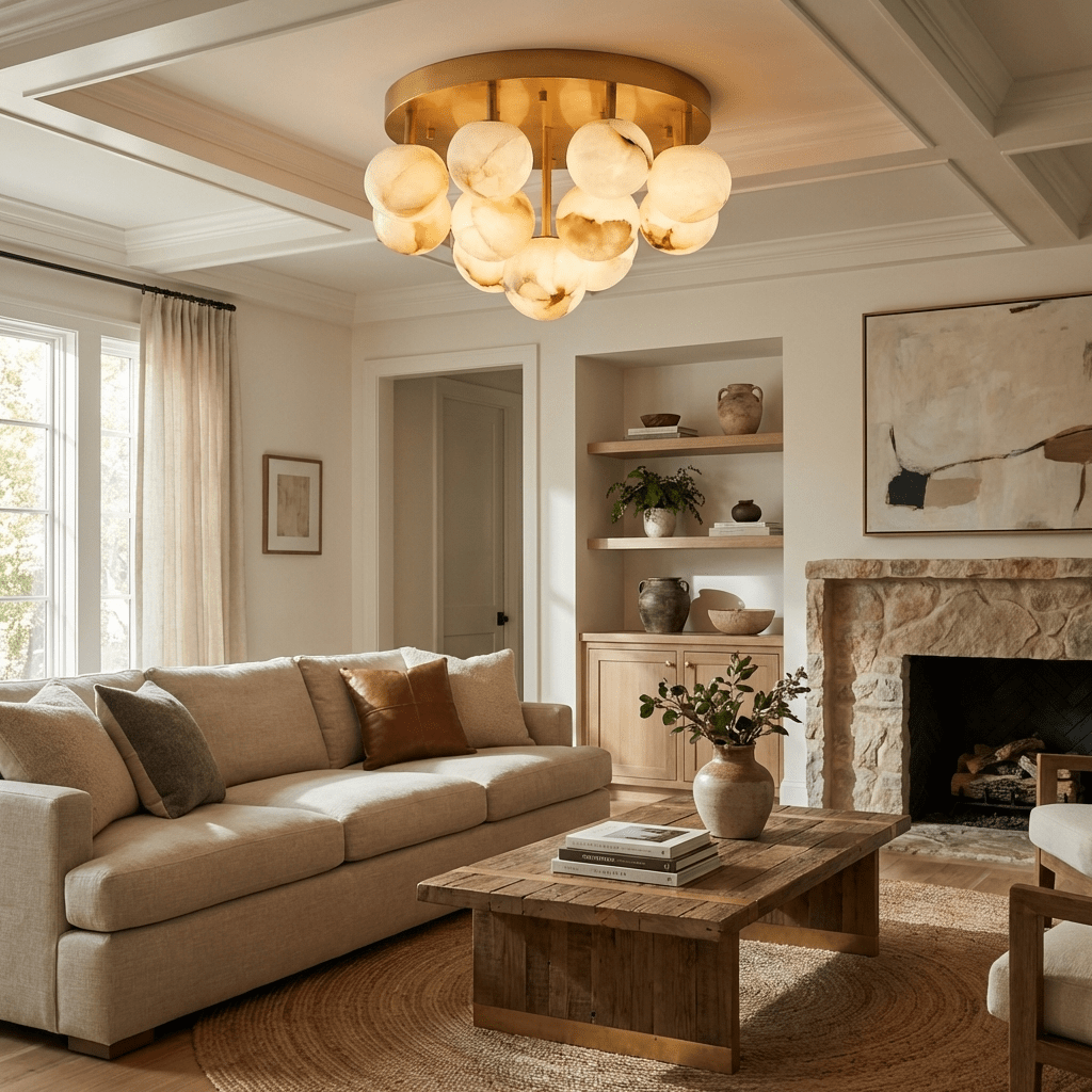 Aurelia Alabaster Globe Ceiling Light by Bling Lighting Studio