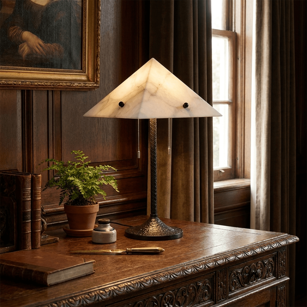 Apex Alabaster Prism Table Lamp by Bling Lighting Studio