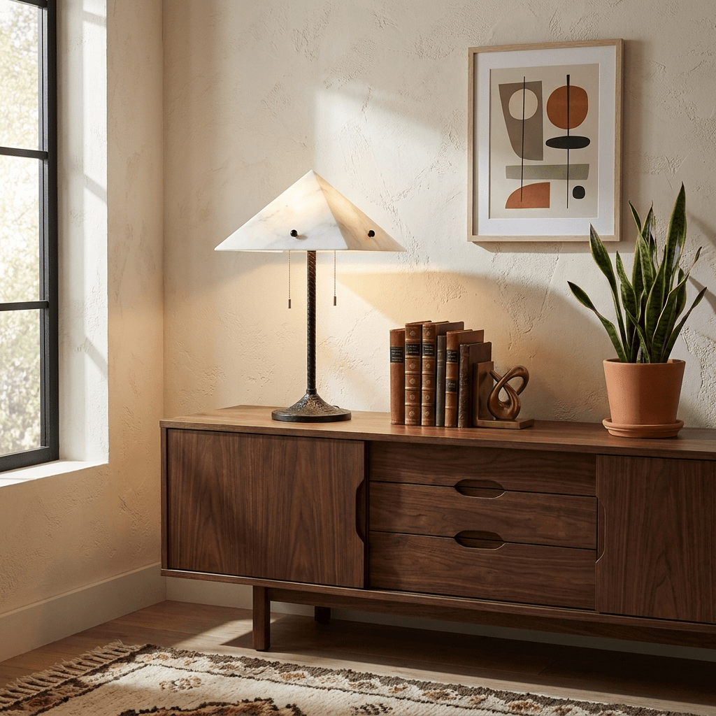Apex Alabaster Prism Table Lamp by Bling Lighting Studio