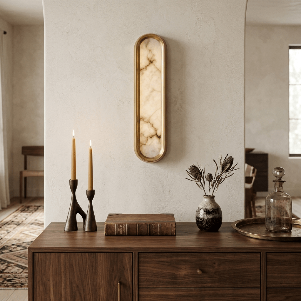 Aurelia Arch Alabaster Wall Light by Bling Lighting Studio