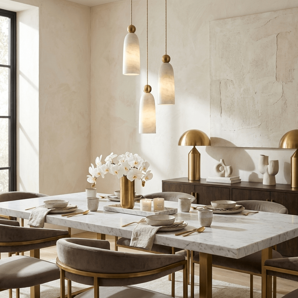 Alabaster Bell Cluster Pendant Lamp by Bling Lighting Studio
