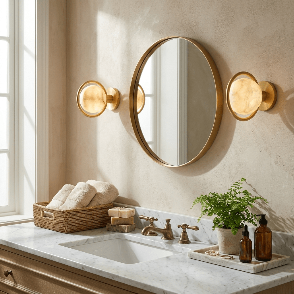 Celestial Ring Alabaster Wall Lamp by Bling Lighting Studio