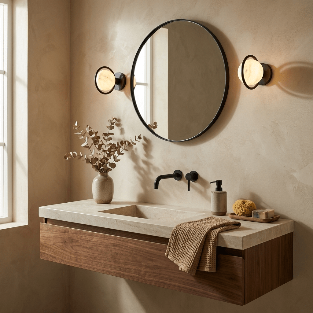 Celestial Ring Alabaster Wall Lamp by Bling Lighting Studio