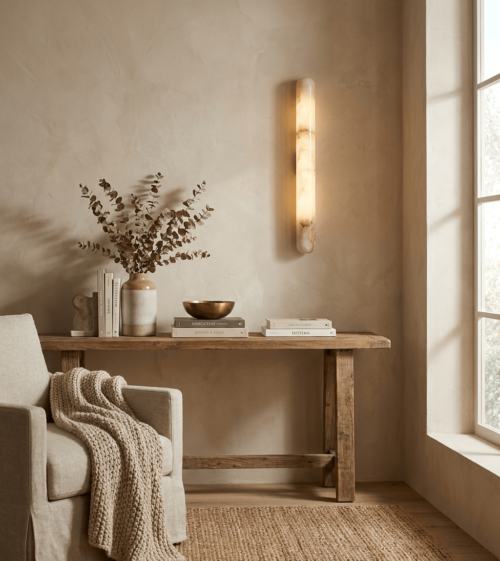Aurelia Slim Alabaster Linear Wall Light by Bling Lighting Studio