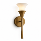 Antique Brass Double Cone Glass Wall Sconce by Bling Lighting Studio