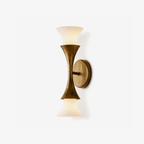 Antique Brass Double Cone Glass Wall Sconce by Bling Lighting Studio