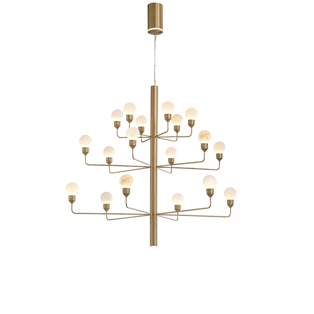 Raggiera Tiered Alabaster Globe Chandelier by Bling Lighting Studio