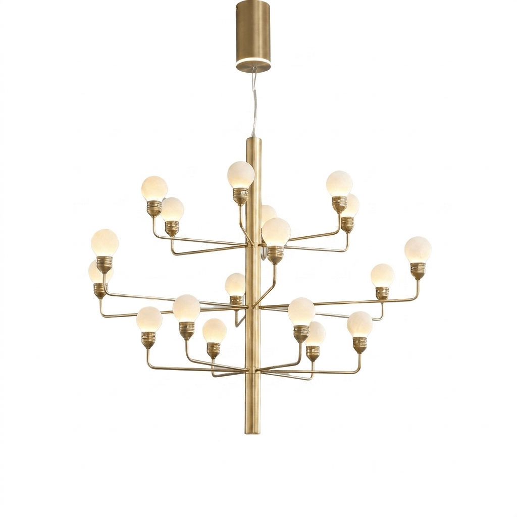Raggiera Tiered Alabaster Globe Chandelier by Bling Lighting Studio