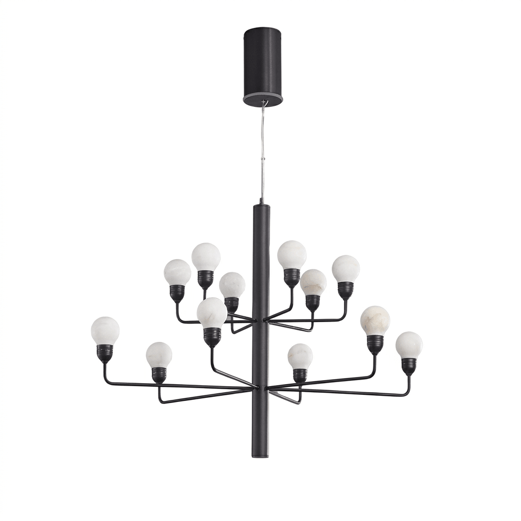 Raggiera Tiered Alabaster Globe Chandelier by Bling Lighting Studio