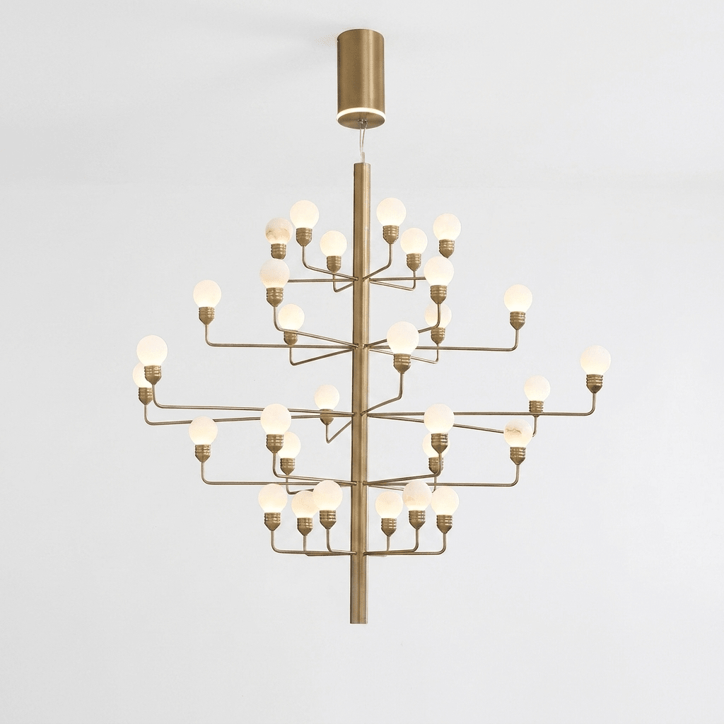 Raggiera Tiered Alabaster Globe Chandelier by Bling Lighting Studio